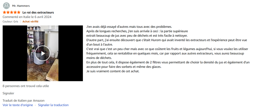 test avis extracteur hurom h330p